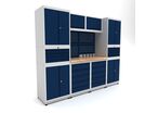 Établi d'atelier industriel 2480 mm PRACO M T18 - Plateau en hêtre massif - Éclairage LED - Tiroirs et armoire MW Tools PRAM1860T18
