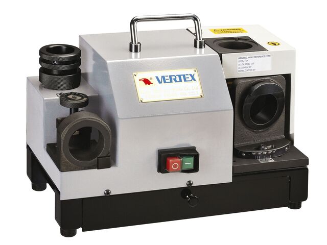 Affûteuse de mèches de qualité compacte de 12 à 25 mm (ou 30 mm) 4500 rpm 230V y compris 14 pinces ER40 et meule CBN Vertex VDG-25