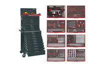 Servante d&amp;#039;atelier complète noire 19 tiroirs set en mousse 399 outils Teng Tools TCEMM399BL