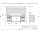 Établi d'atelier industriel 3720 mm PRACO M T31 - Plateau en hêtre massif - Éclairage LED - Tiroirs et armoire MW Tools PRAM3720T31