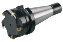 Fraise à copier et à surfacer diamètre 63 mm avec mandrin porte-fraise intégré ISO40 incluant 5 plaquettes de coupe RDET1003 Optimum KVF40