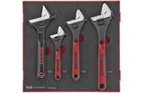 Jeu de clés à molette Foam2 tray 15 ° angle 4 pièces Teng Tools TEDADJ4