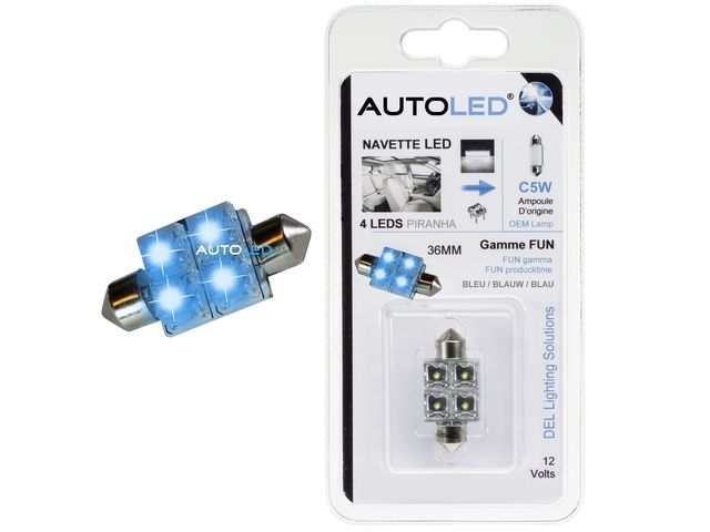 Navette 36MM 4 LEDS Bleu
