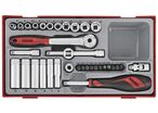 Jeu de douille TT1 tray 1/4 4-13mm Plat- PH- PZ- TPX- hex 35 pièces 6 pans Teng Tools TT1435