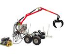 Remorque à bois forestière double essieu avec assistance à la traction 1500 kg et grue hydraulique 3,4m - Moteur essence 9ch Torros AHR1505HWG