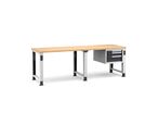 Établi plateau bois L.2500 mm avec pieds réglables et bloc 3  tiroirs NOVALP