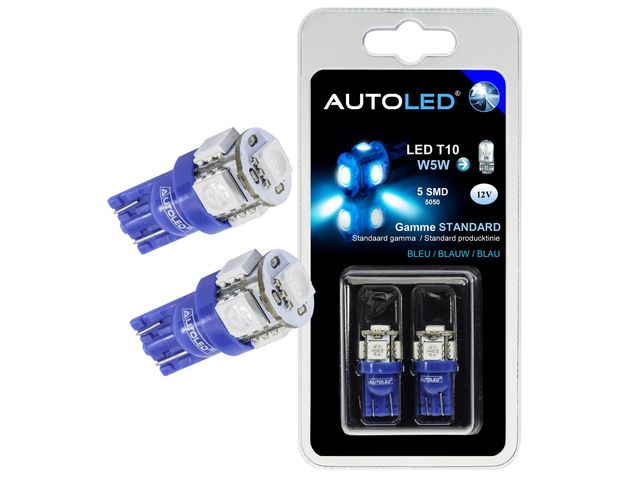 Ampoule LED T10 (W5W) 5 LED BLEU | AUTOLED