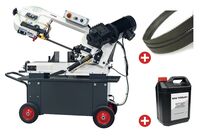 Scie à ruban mobile pour métaux 0-45° capacité de coupe ronde 178 mm 0,75 kW 230V 5 lames de scie et 5L d&#039;huile de refroidissement Torros SC190G PACK