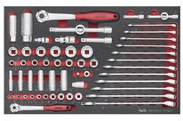 Set de douilles et clés mixtes Foam3 tray 1/4- 3/8 4- 22mm 57 pièces Teng Tools TEFSK57
