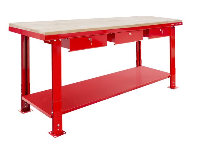 Établi 200 cm avec pieds réglables plateau MDF 3 tiroirs MW Tools DER2000PW