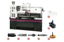 Tour à métaux hauteur des pointes 200 mm entre-pointes 1000 mm alésage 53 mm 2,3 kW 400V avec accessoires essentiels Optiturn TM4010D PACK