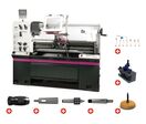 Tour à métaux hauteur des pointes 200 mm entre-pointes 1000 mm alésage 53 mm 2,3 kW 400V avec accessoires essentiels Optiturn TM4010D PACK
