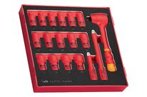 Jeu de douilles isolées Foam3 tray 3/8 6- 20mm 6 pans 18 pièces Teng Tools TEDV3818