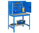 ETABLI Atelier avec armoire métallique de rangement 1575x1200x750mm bleu 2 niveaux agglo 600kg en kit