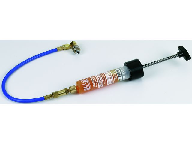 Pompe manuelle pour l&#039;injection d’additifs de détection de fuites R 134a