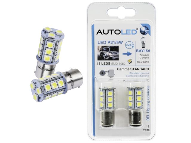 LED BAY15d - P21/5W 18 LEDS Blanc