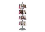 Présentoir Gris Double-face - 8 Etagères Plexi Inclinées