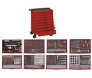 Servante d&#039;atelier complète rouge 8 tiroirs set en mousse 399 outils Teng Tools TCEMM399N8