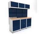 Établi d'atelier industriel 1860 mm PRACO M T03 - Plateau en hêtre massif - Éclairage LED - Tiroirs et armoire MW Tools PRAM1860T03
