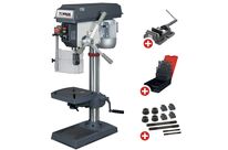 Perceuse d&amp;#039;établi jusque ø 25 mm CM2 750W 230V 12 vitesses + étau de perçage + jeu de boulons + jeu de mèches Torros PACK FT20M