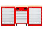 Établi modulaire Multiplex avec 2 armoires à tiroirs 5T et 1 servante d'atelier 4T 2000 mm MW Tools MOD20L55M