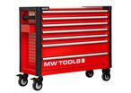 Servante d'atelier 7 tiroirs rouge et noire extra large 960 mm finition haute qualité avec plan de travail en acier inoxydable MW Tools GWB307