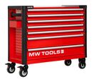 Servante d&#039;atelier 7 tiroirs rouge et noire extra large 960 mm finition haute qualité avec plan de travail en acier inoxydable MW Tools GWB307