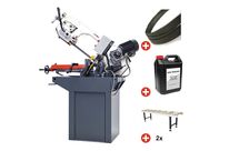 Scie à ruban pour métaux 0-60° capacité 225 mm 1,5 kW 400V 2 vit. avec 2 convoyeurs de 2M 5 lames de scie et 5L d&amp;#039;huile de refroidissement Torros SC280G PACK 4M