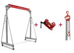 Grue à portique 1 t + palan à chaînes avec pince à poutre MW Tools PTLK1-SET1000C