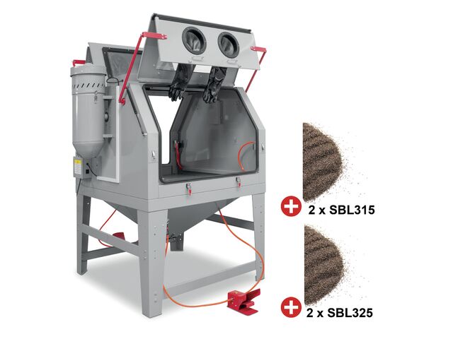PACK Cabine de sablage avec 100 kg d&#039;abrasifs sable corindon MW Tools CAT1200SET