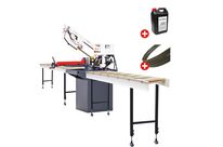 Scie à ruban pour métaux 0-60° capacité 225 mm 1,11 kW 230V 2 vit. avec 2 convoyeurs de 2M 5 lames de scie 5L d&#039;huile de refroidissement Torros SC280V PACK 4M