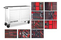 Servante d&amp;#039;atelier complète large, blanche XL 514 outils MW Tools MWE512G4W