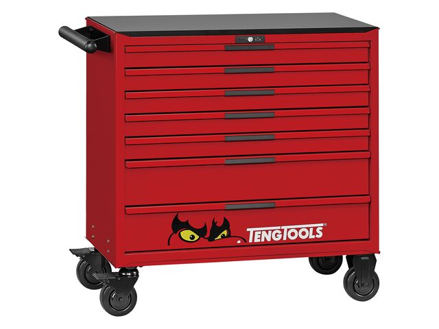 Servante d'atelier rouge professionnelle 7 tiroirs - Midi master set - 595 outils Teng Tools TKW37R595T