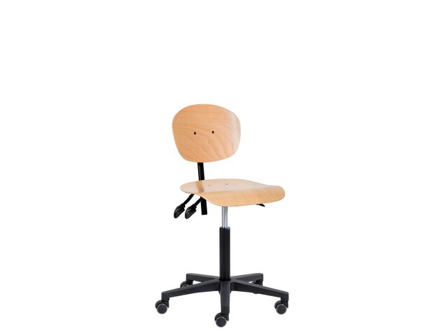 Siège de travail ergonomique Natur bois sur roulettes Sofame MSS800