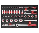 Set de douilles Foam3 tray 1/4 4- 13mm 1/2 10- 32mm 44 pièces Teng Tools TEFSK44