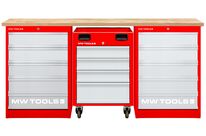 Établi modulaire Rubberwood avec 2 armoires à tiroirs 5T et 1 servante d&amp;#039;atelier 4T 2000 mm MW Tools MOD20L55MR